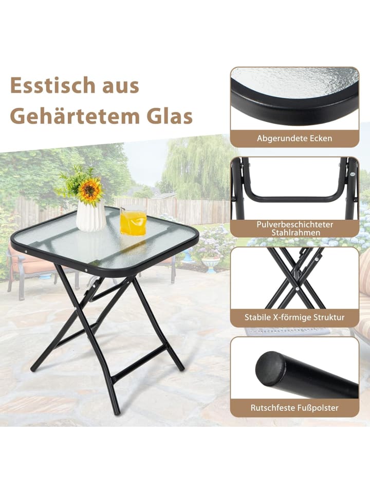 COSTWAY Bistrotisch quadratisch klappbar in Schwarz günstig kaufen onesize