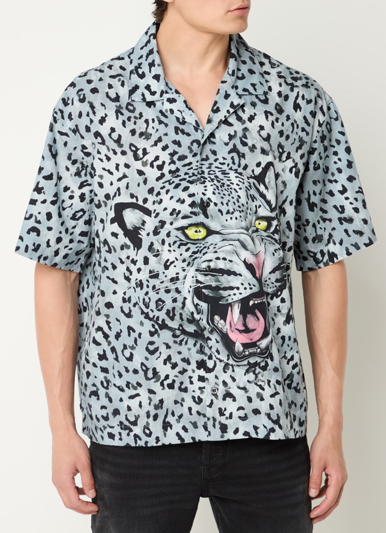 Camisa oversized HUGO BOSS Egeeno com estampa de leopardo