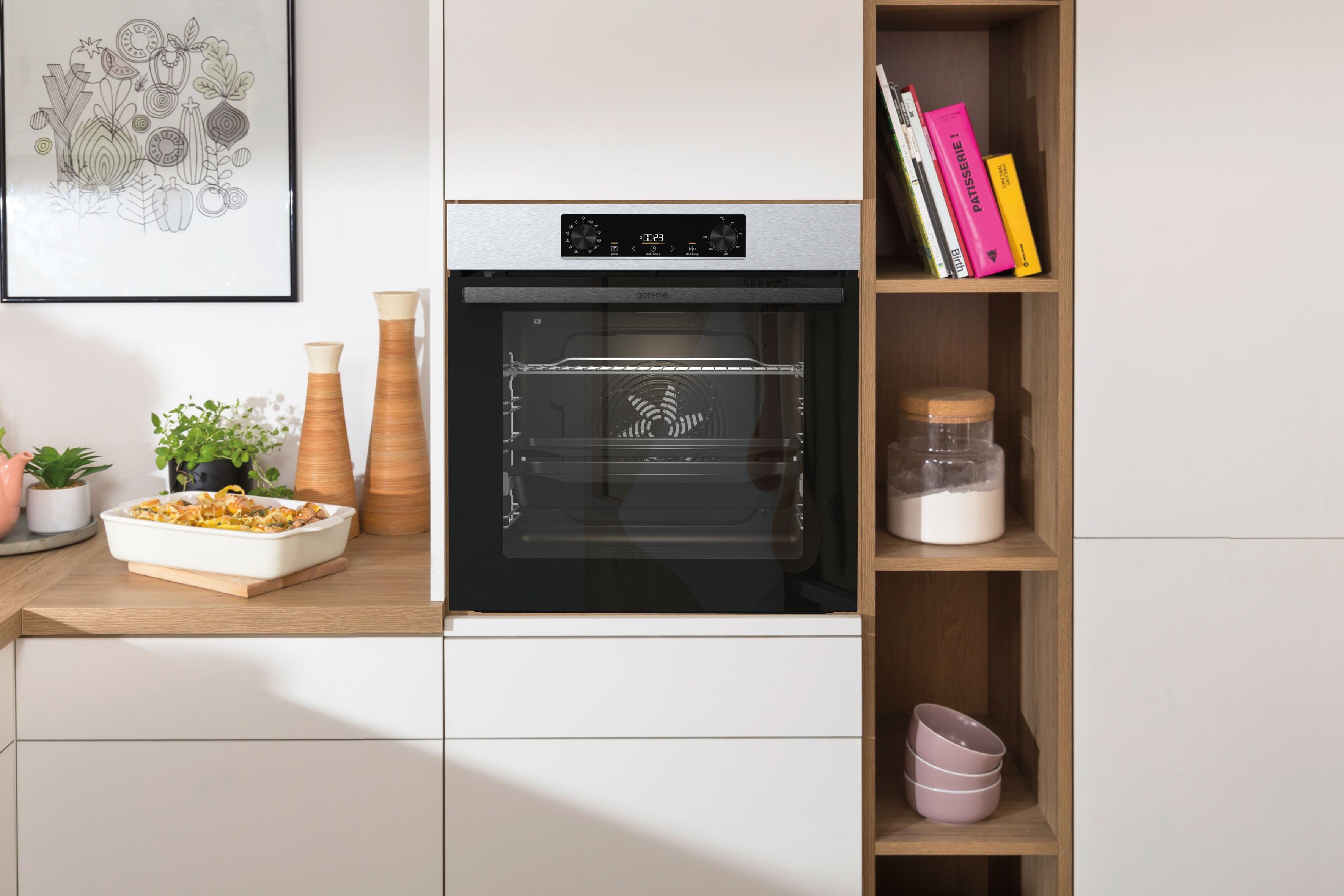 GORENJE Backofen-Set Pacific Backofen-Set Pyrolyse/Induktion 2021, mit 1-fach-Teleskopauszug, Pyrolyse-Selbstreinigung, Pyrolyse Backofen & Induktionskochfeld