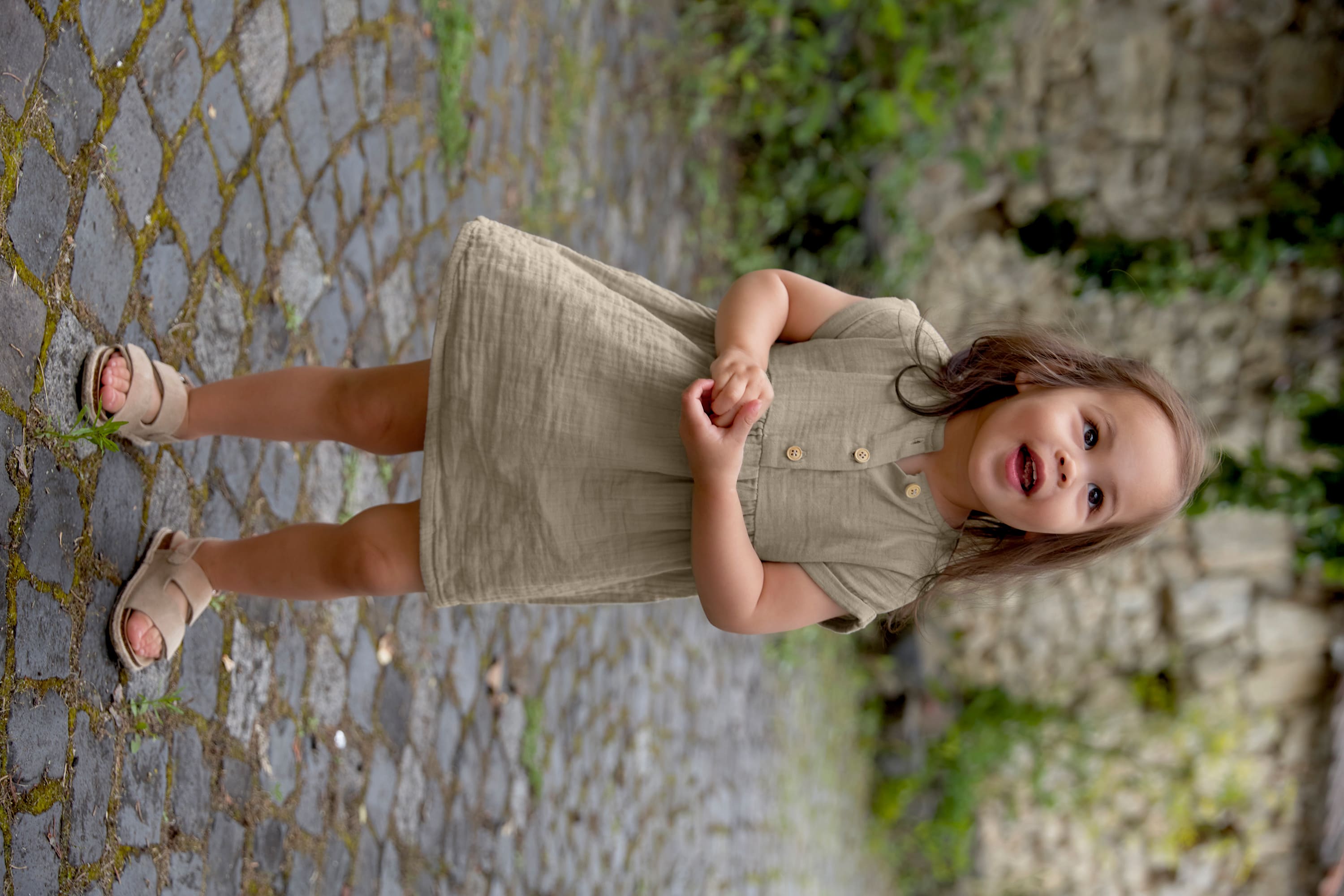 Kinderkleid - Bio Baumwolle, Taupe, Grau