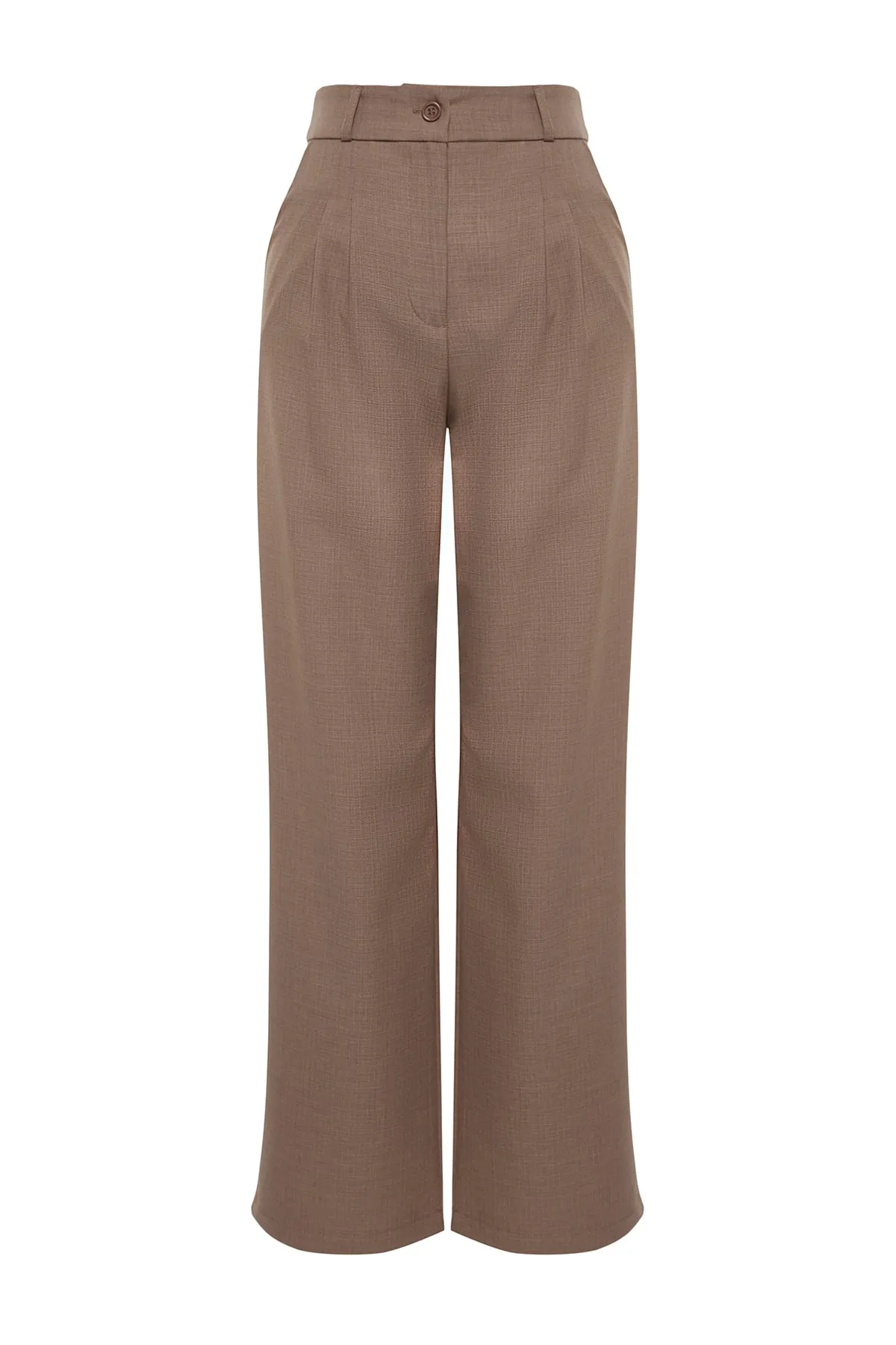 Trendyol Collection  Hellbraune, plissierte Webhose mit weitem Bein TWOAW22PL0475