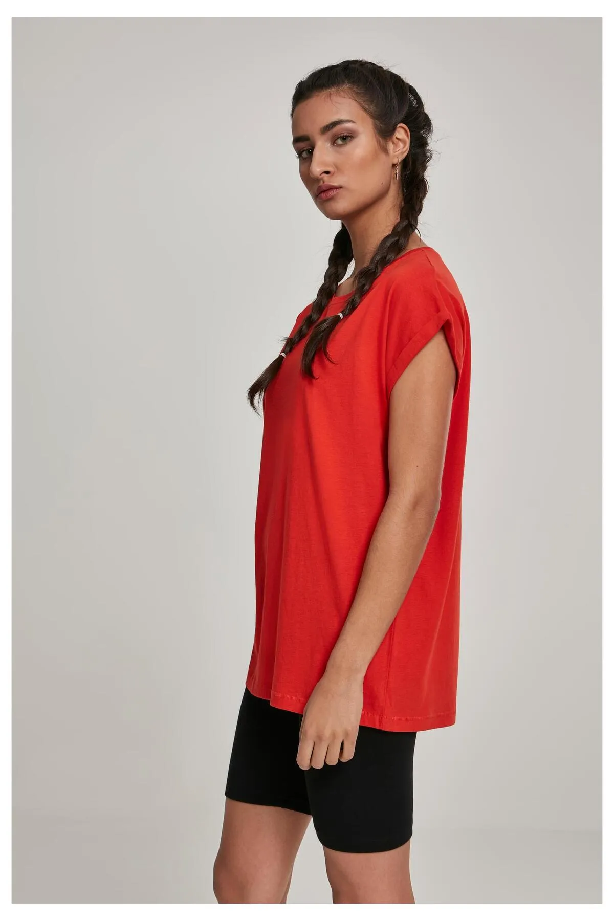 Urban Classics  Damen T-Shirt mit verlängerter Schulterpartie für Damen