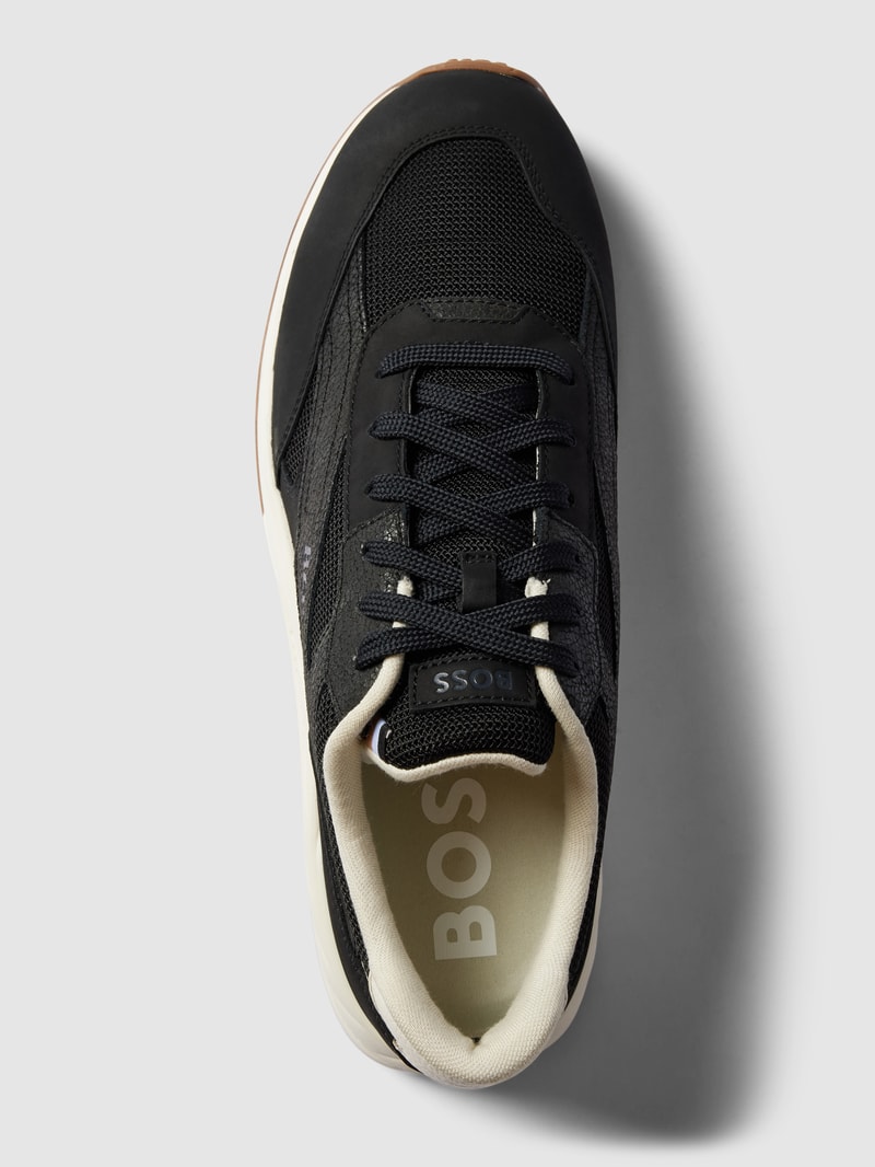 Sneaker aus Leder-Mix Modell 'Kurt' in schwarz