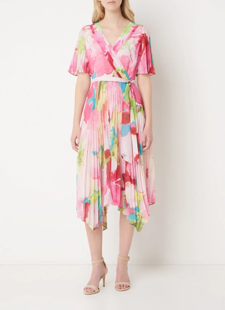 Rochie tunică midi Phase Eight Kendall cu imprimeu floral și pliuri.