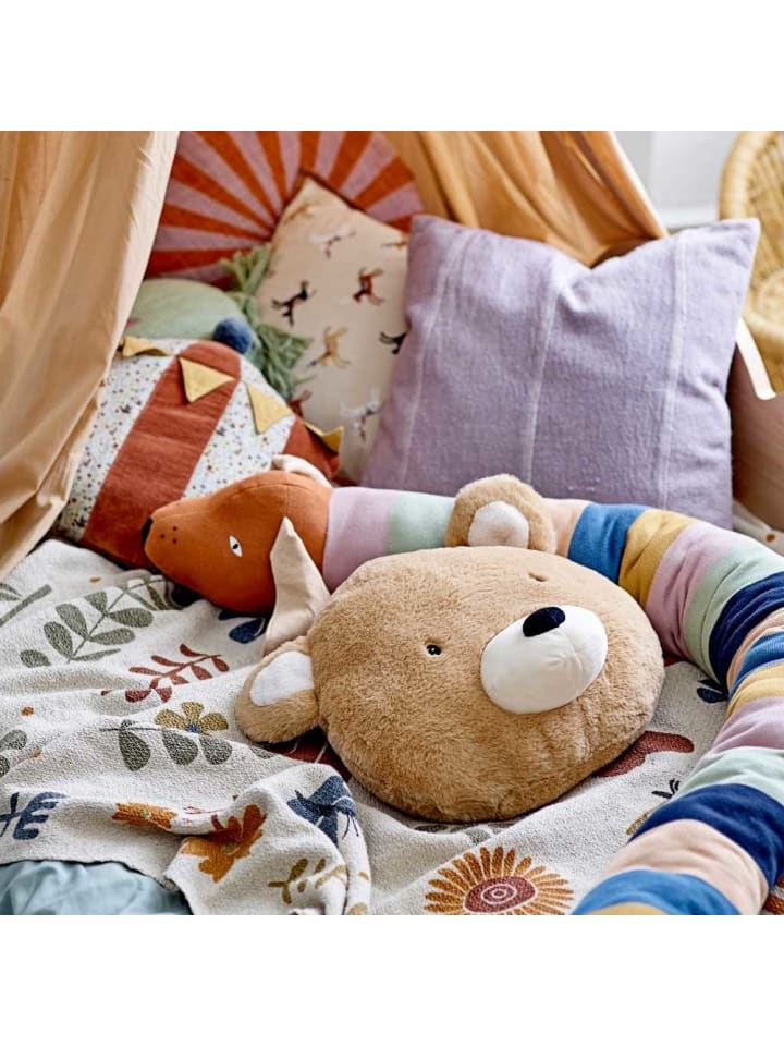 Bloomingville Decke BRYN Natur Blumen und Schmetterlinge 160x130 cm günstig kaufen onesize