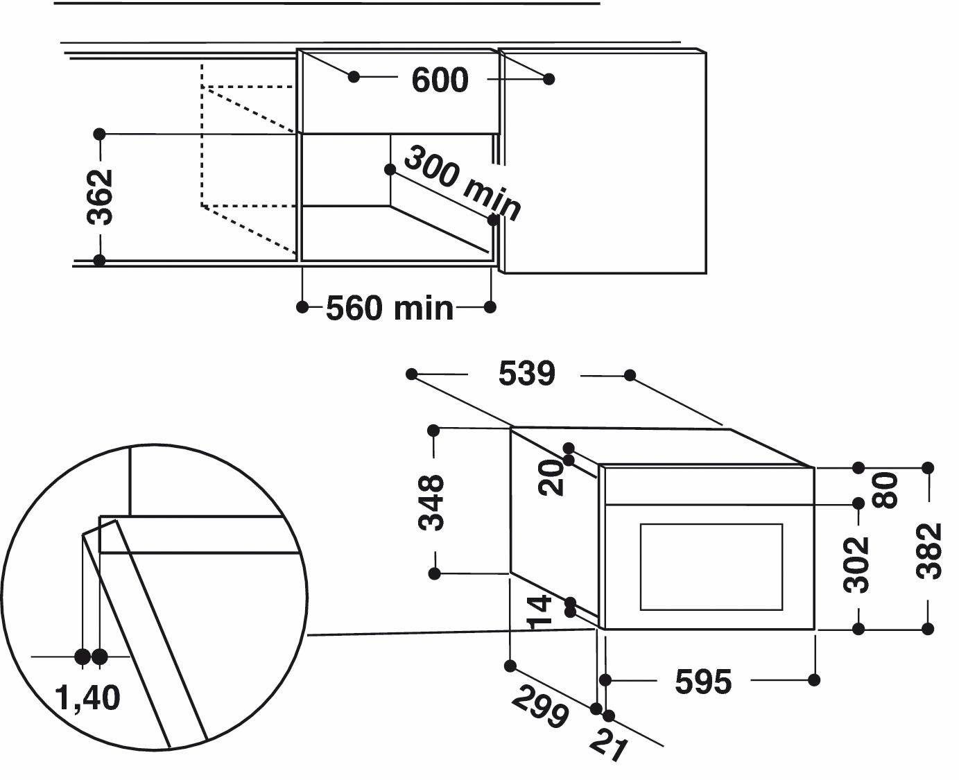 BAUKNECHT Einbau-Mikrowelle EMNK3 2138 IN, Mikrowelle, 22 l