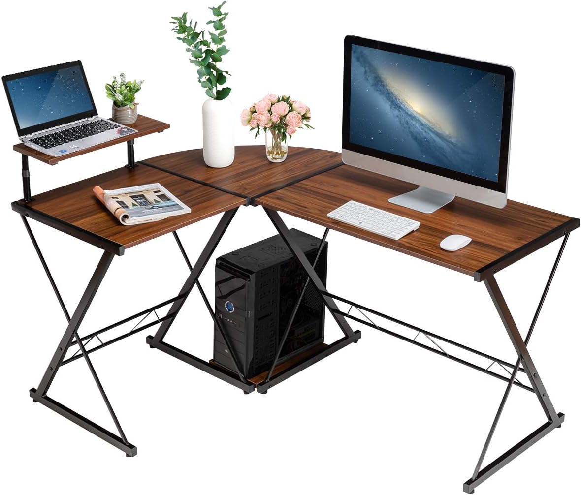 Costway L-Förmiger Computertisch aus Holz
