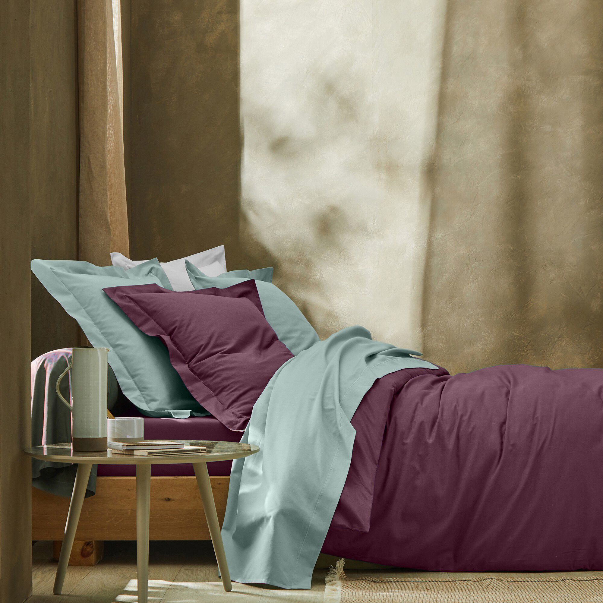 Linge de lit uni polyester-coton Colombine