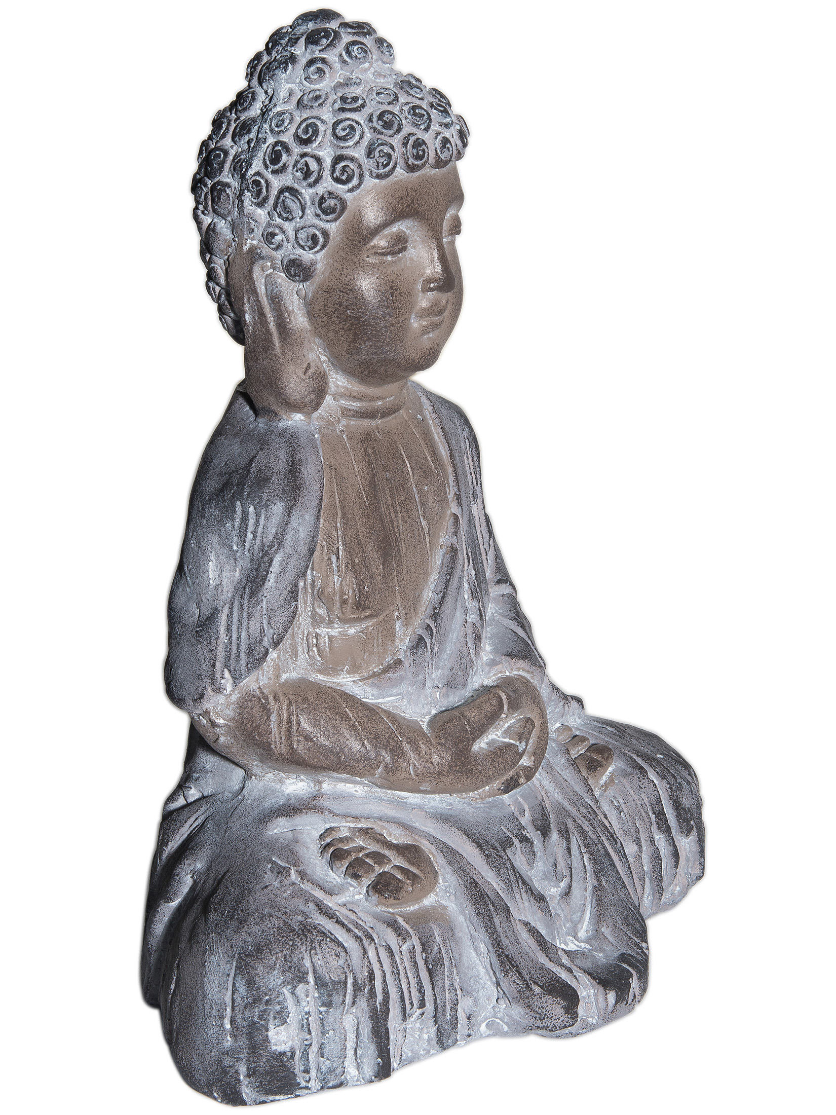 Buddha Smile Figur, Grau