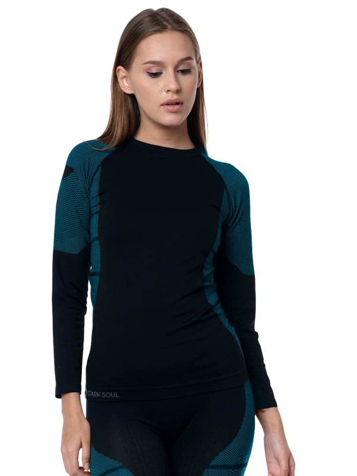 Stark Soul® Skiunterwäsche - Hemd Langarm Funktionswäsche in schwarz/türkis günstig kaufen