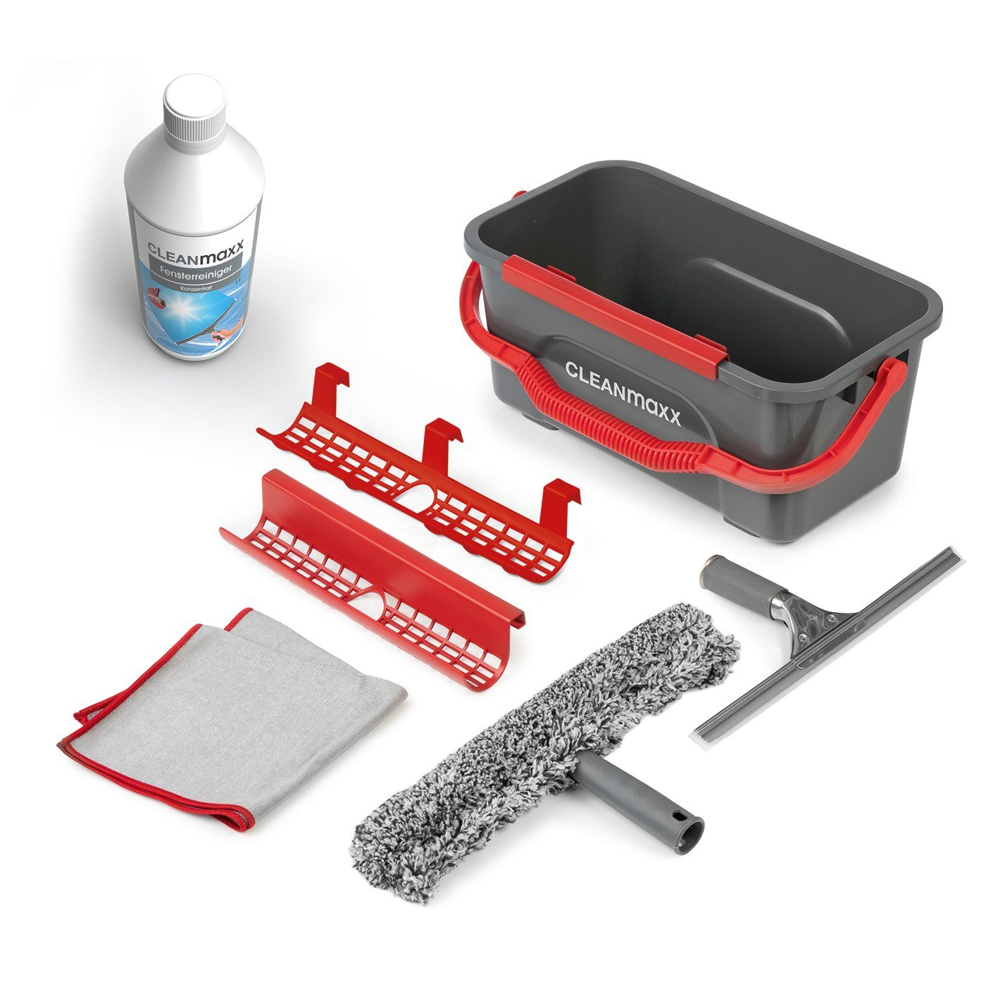 EASYmaxx Sprühwischer Fensterreiniger 7-tlg. grau/rot (7-tlg)