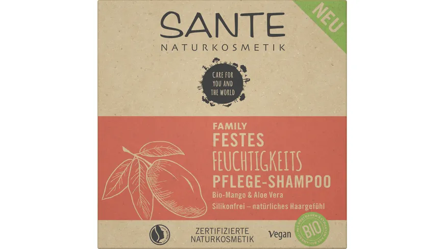 SANTE FAMILY Festes Feuchtigkeits Pflege-Shampoo Bio-Mango & Aloe Vera 60 g