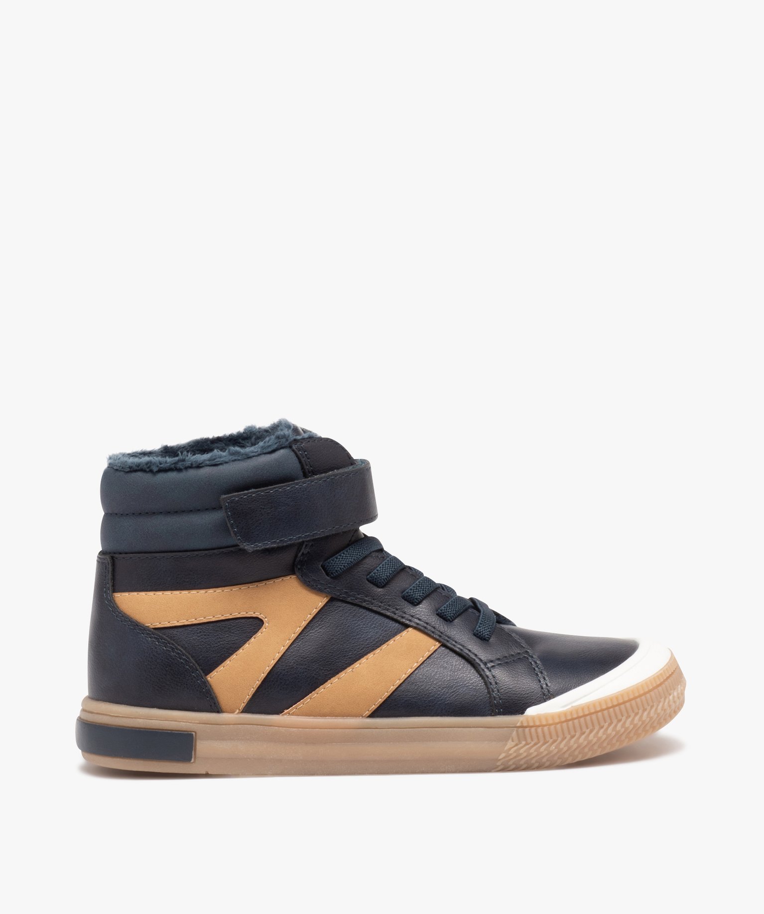 Boots fourrées à scratch look sportswear Garçon marine | GEMO