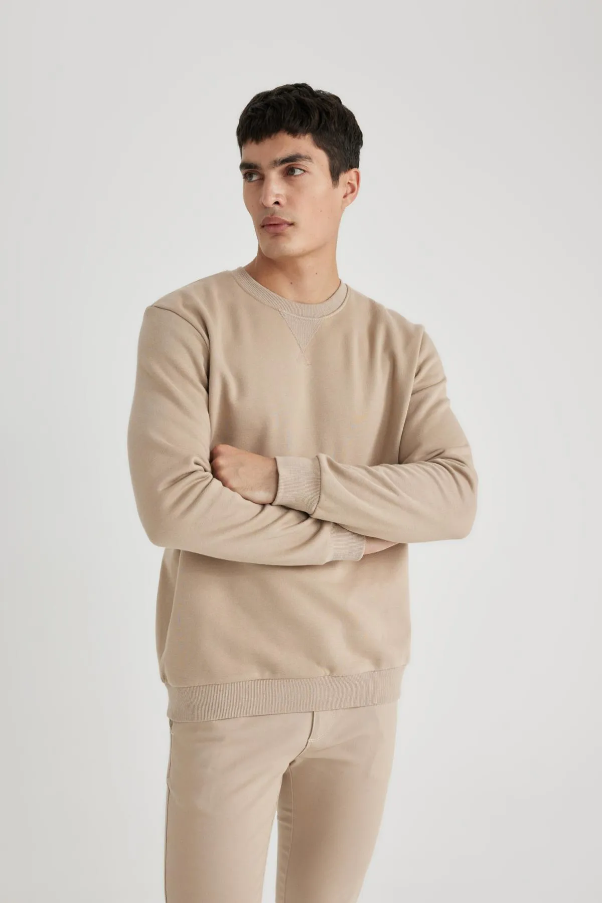 DeFacto  Basic-Sweatshirt aus Baumwolle mit normaler Passform und Rundhalsausschnitt