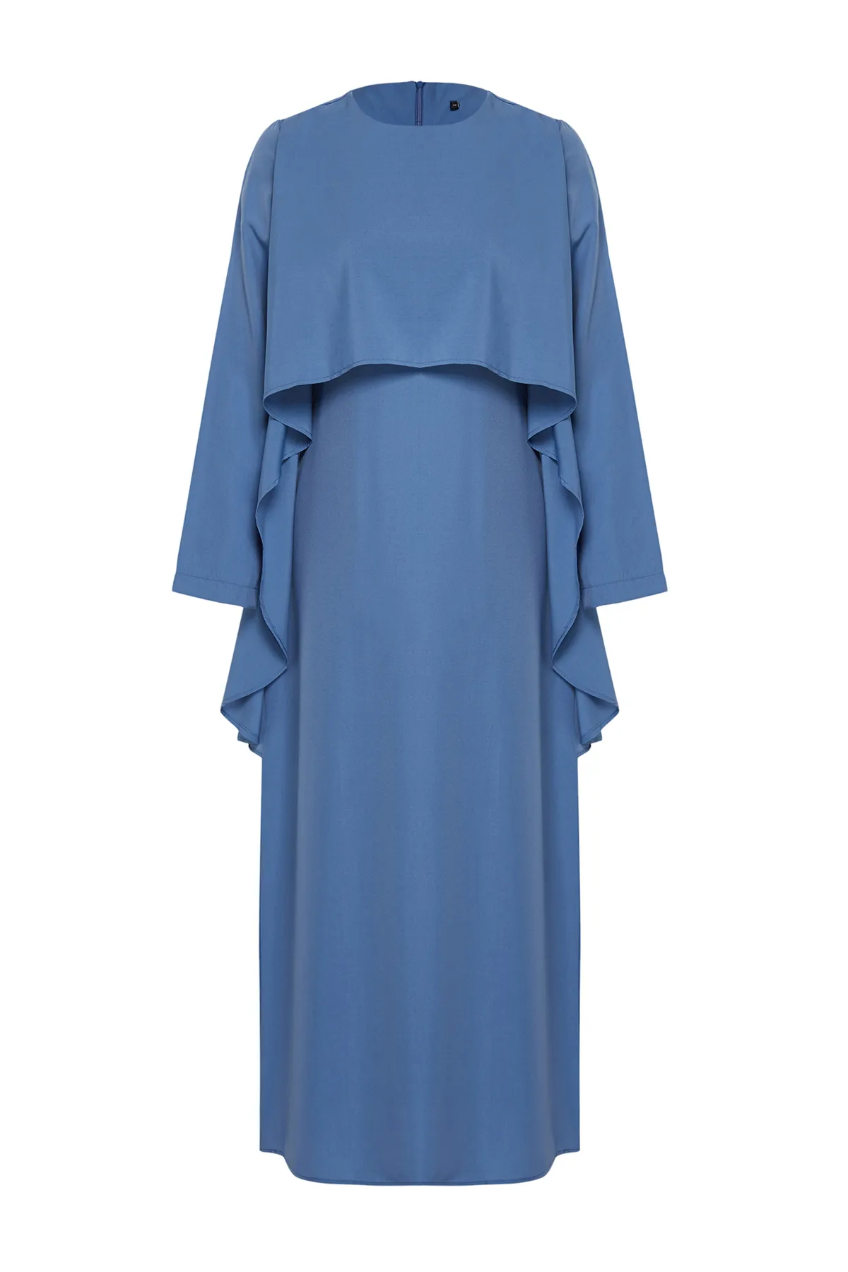 Trendyol Modest  Blaues, gerades, detailliertes Aller-Webkleid TCTSS24EB00146