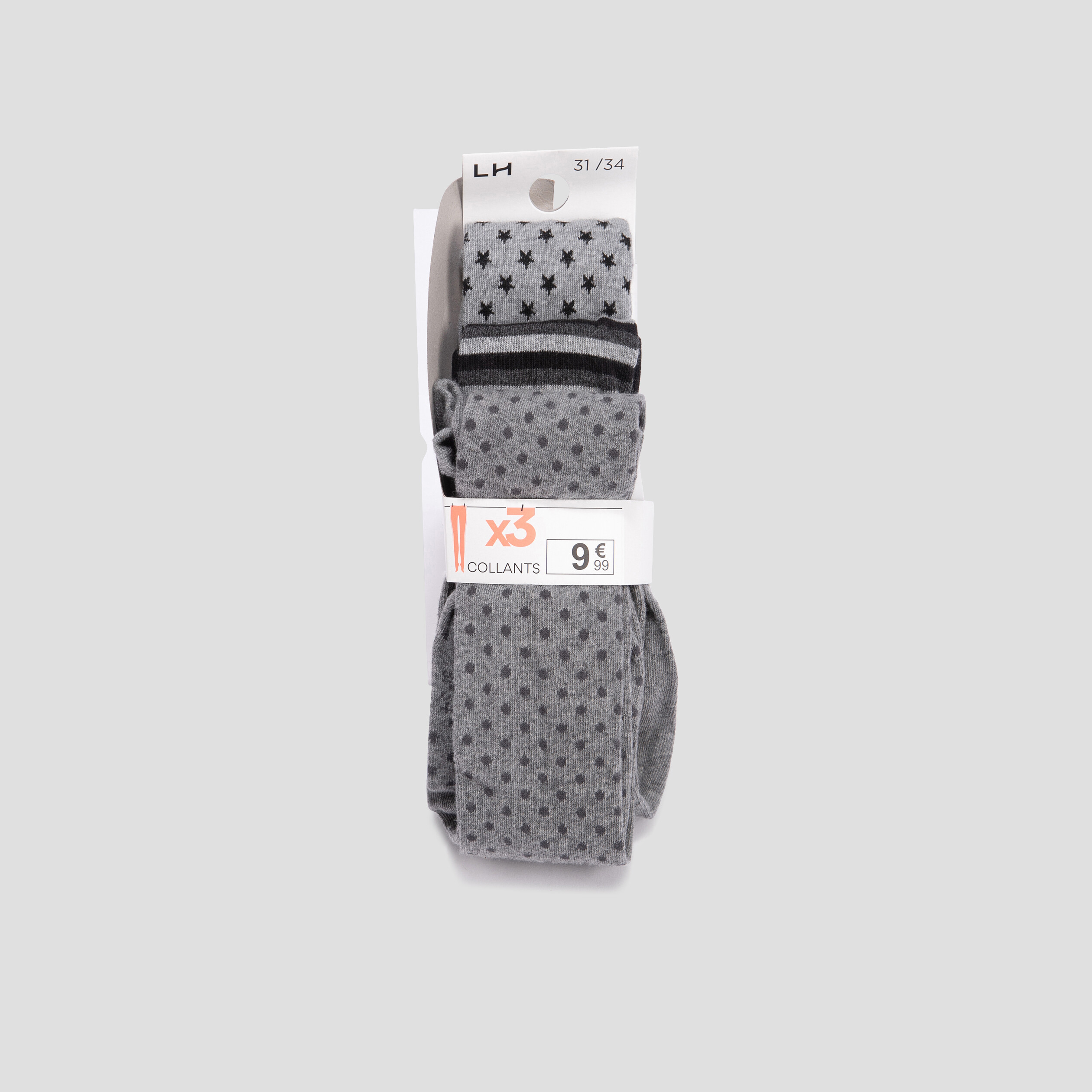 Lot 3 paires collants gris fille | La Halle