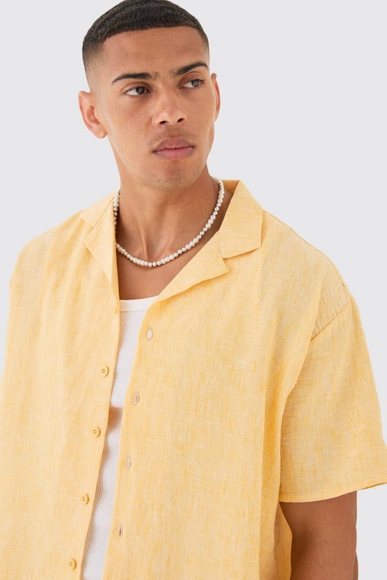 Oversize Hemd & Shorts in Leinenoptik