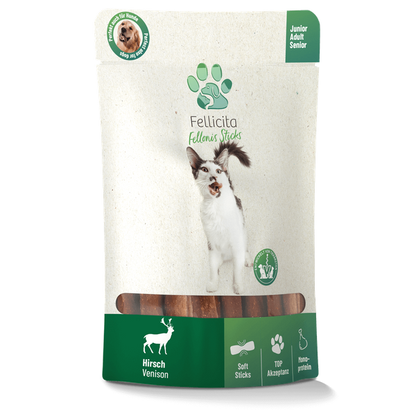Fellicita Snacks Fellicita Hirsch Sticks 10x 50g Fellonis Katzensnacks