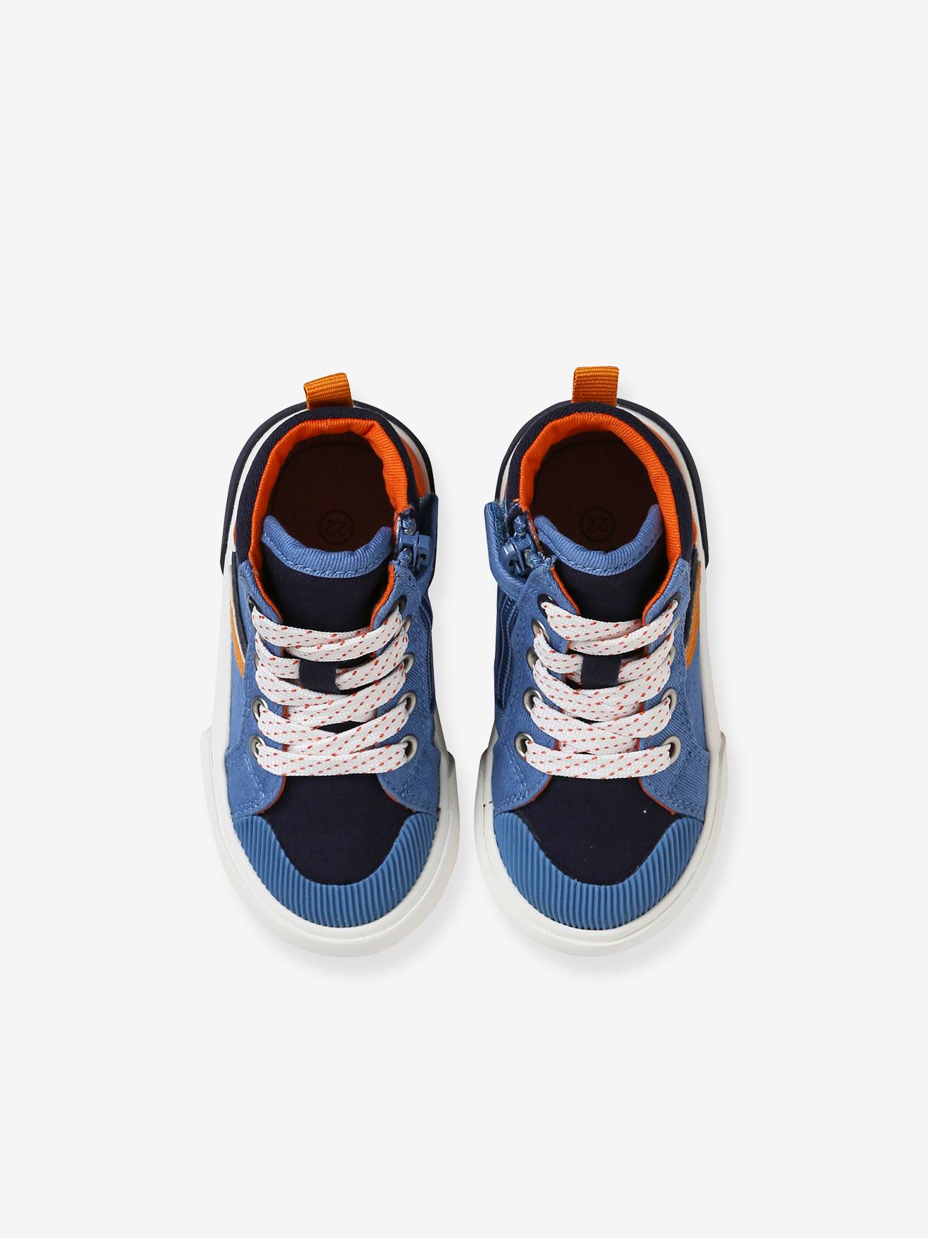 Vertbaudet Baby High-Sneakers mit Schnürung & Reißverschluss - blau