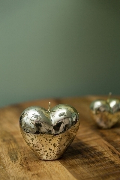 MyFlair Herzkerze in silber - Groß