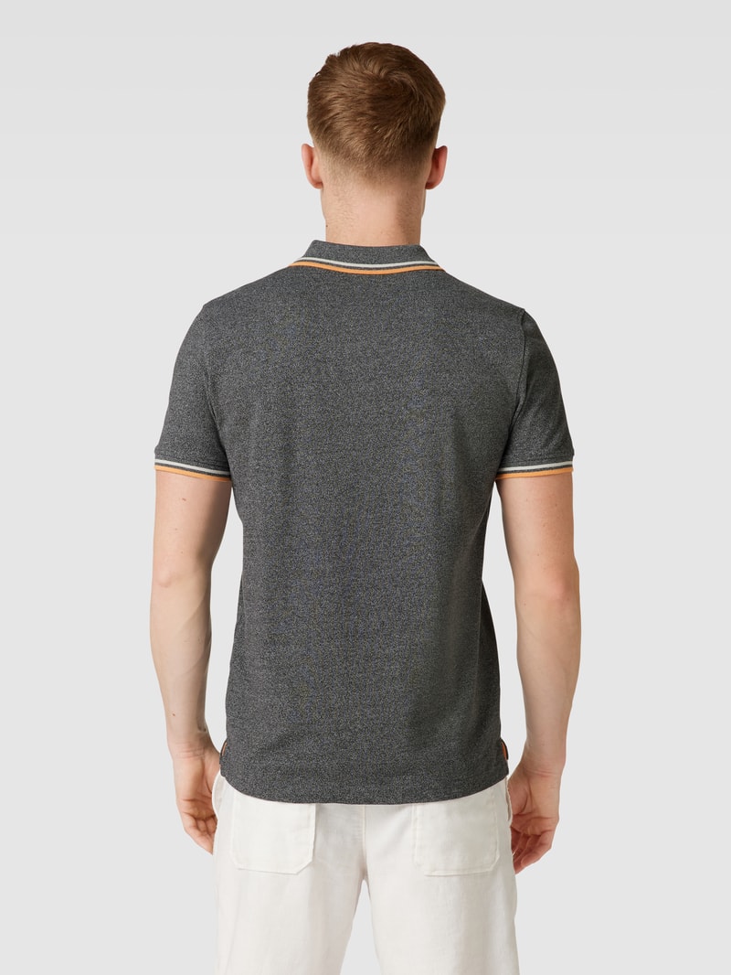 Poloshirt mit Seitenschlitzen in dunkelgrau meliert