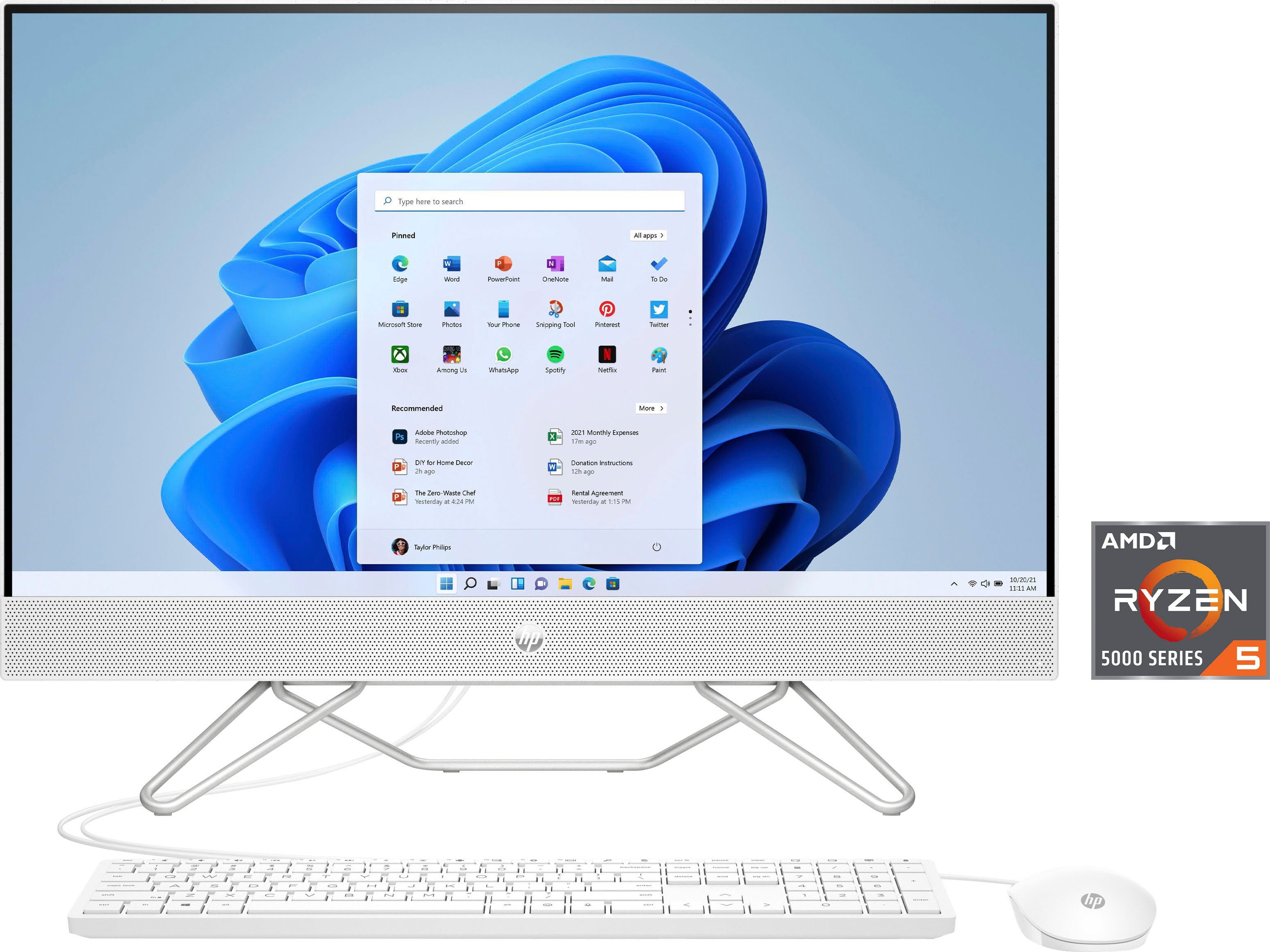HP 27-cb0202ng All-in-One PC (27 Zoll, AMD Ryzen 5 5500U, Radeon™ Graphics, 16 GB RAM, 512 GB SSD)