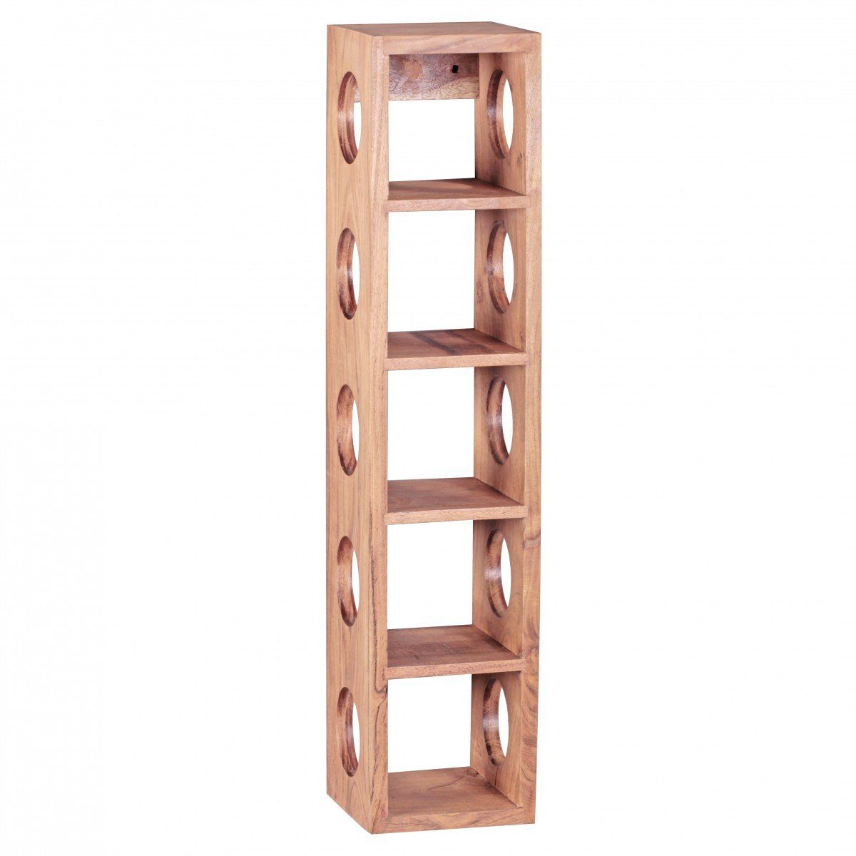 FINEBUY Weinregal SuVa3544_1, Akazie Massivholz für 5 Flaschen Modern 70 cm, Flaschenregal für Wandmontage, Standregal für Wein