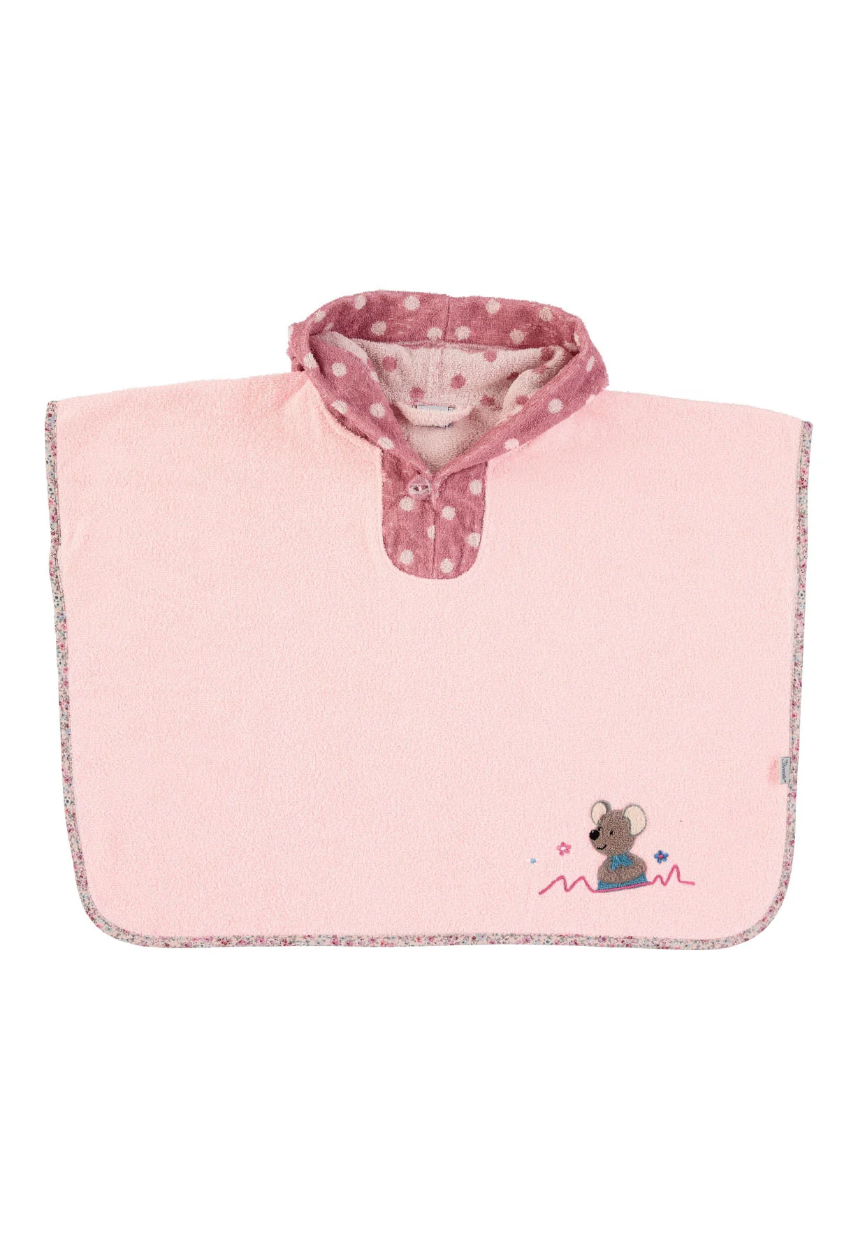 Poncho Maus Mabel aus Frottee in Zartrosa, 70x50cm