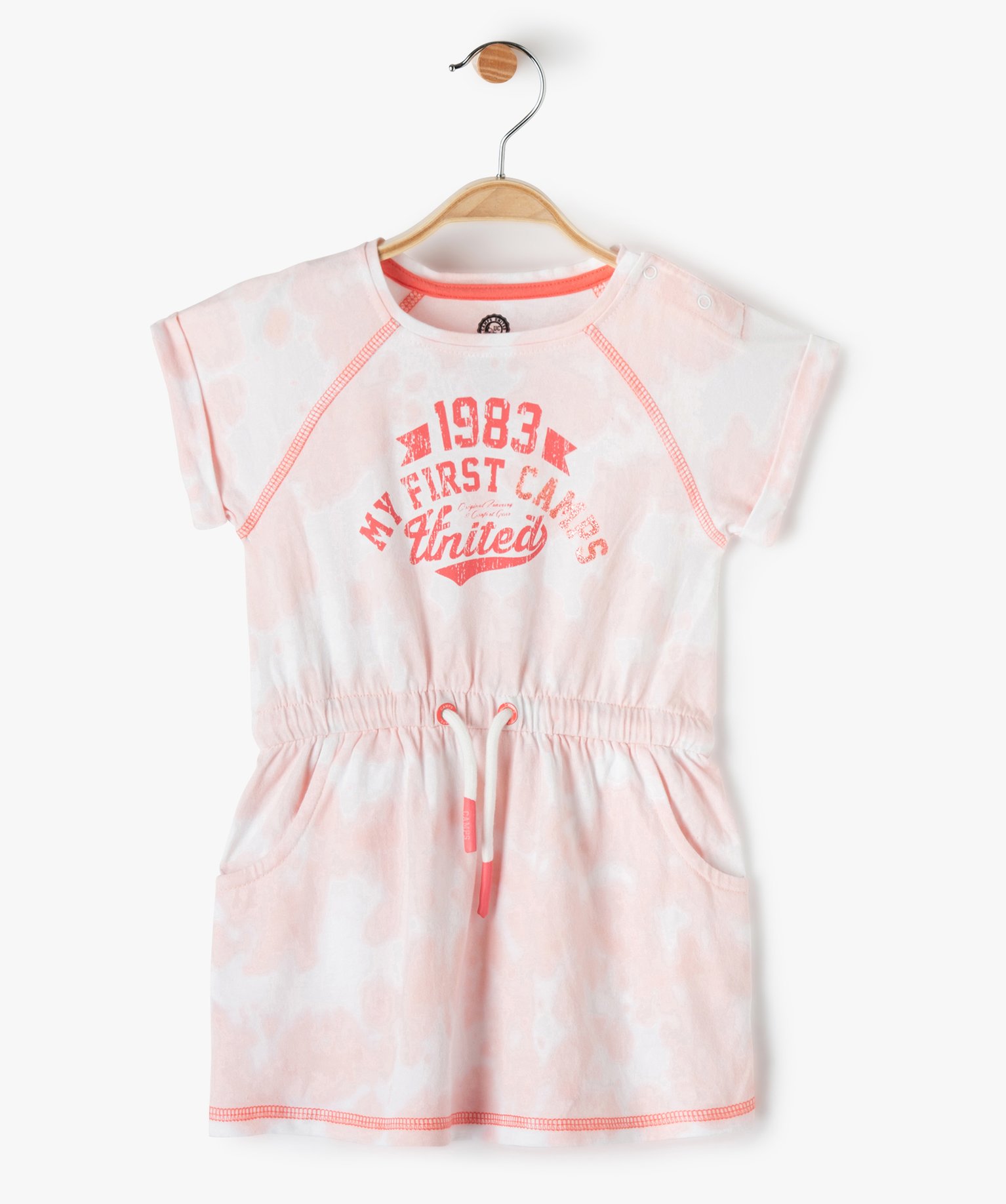 Robe bébé fille en maille tie-and-dye - Camps United rose | GEMO