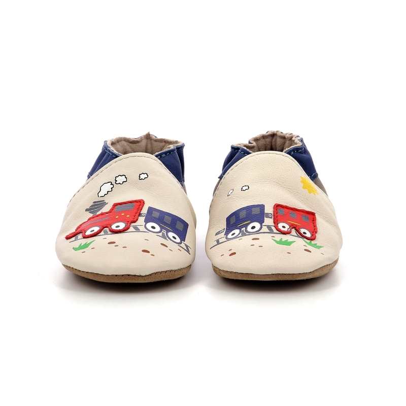 Chaussons cuir tannage vegetal Funny Train