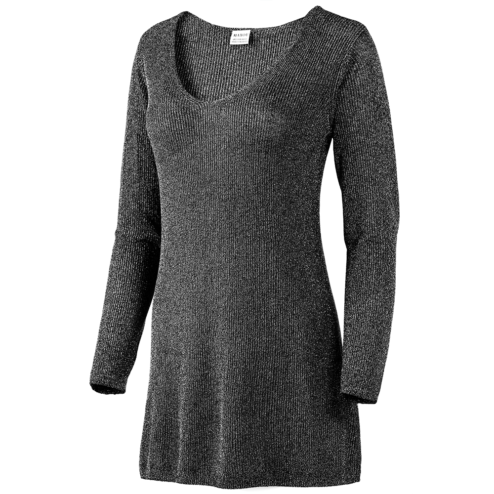 Manou Eleganter Long-Pullover mit Glitzereffekt