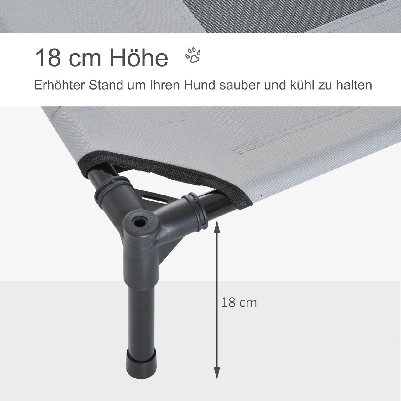 PawHut Haustierbett mit Baldachin Erhöhtes Hundebett Hundeliege outdoor Grau