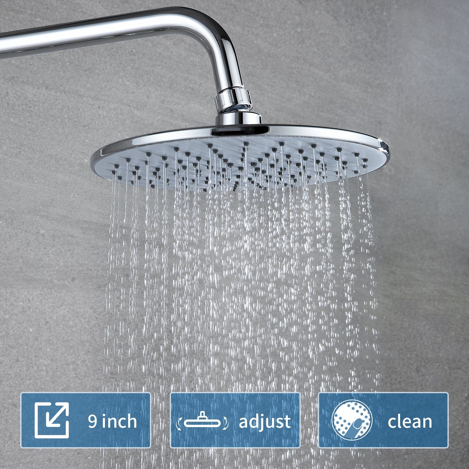 Auralum Duschsystem mit Thermostat Duscharmatur Regendusche Duschset Dusch Handbrause, Chorm Brausegarnitur, mit 3 Strahlarten