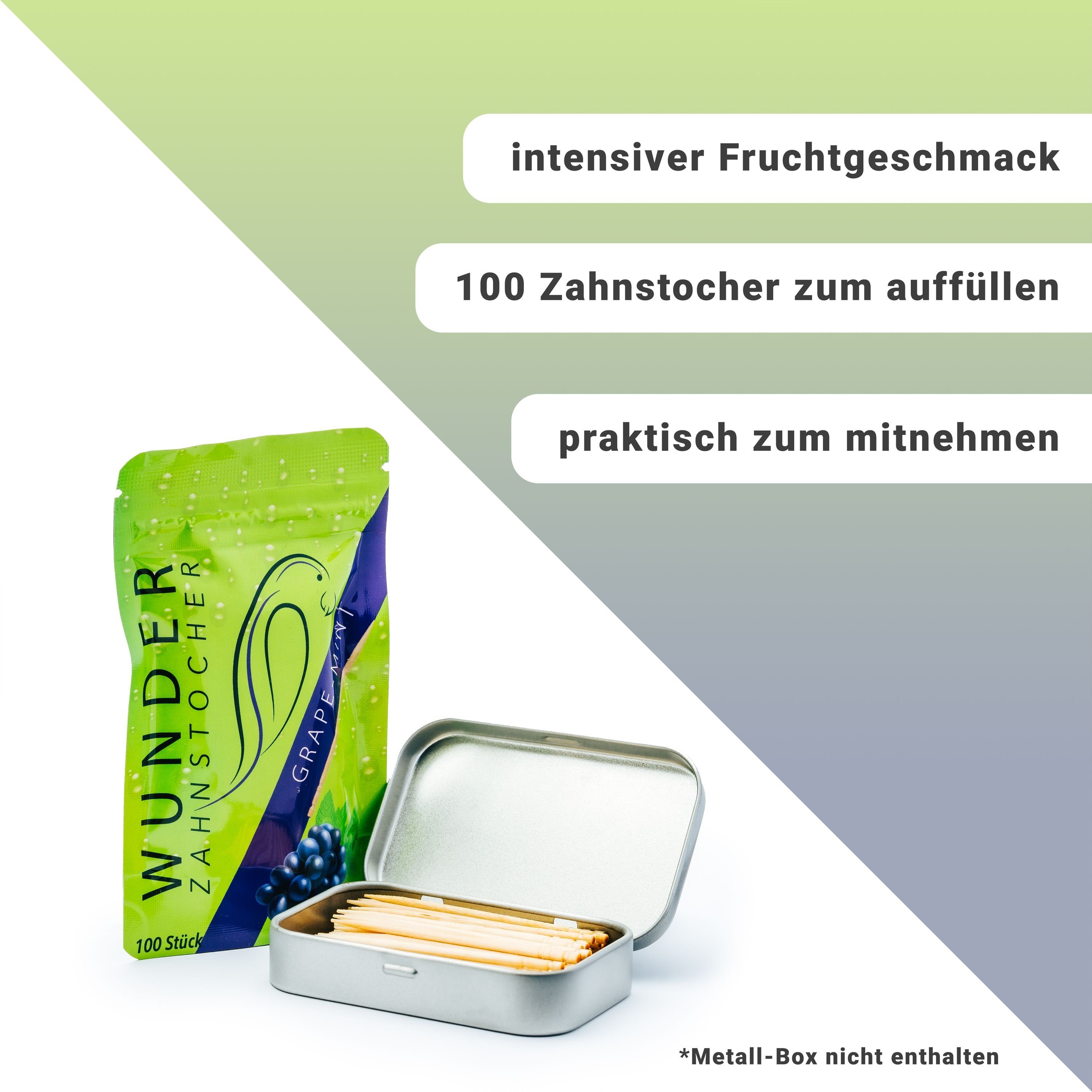 Wunder Zahnstocher Mundpflegecenter Wunder Zahnstocher mit Geschmack - 3er Bundle Traube Minze