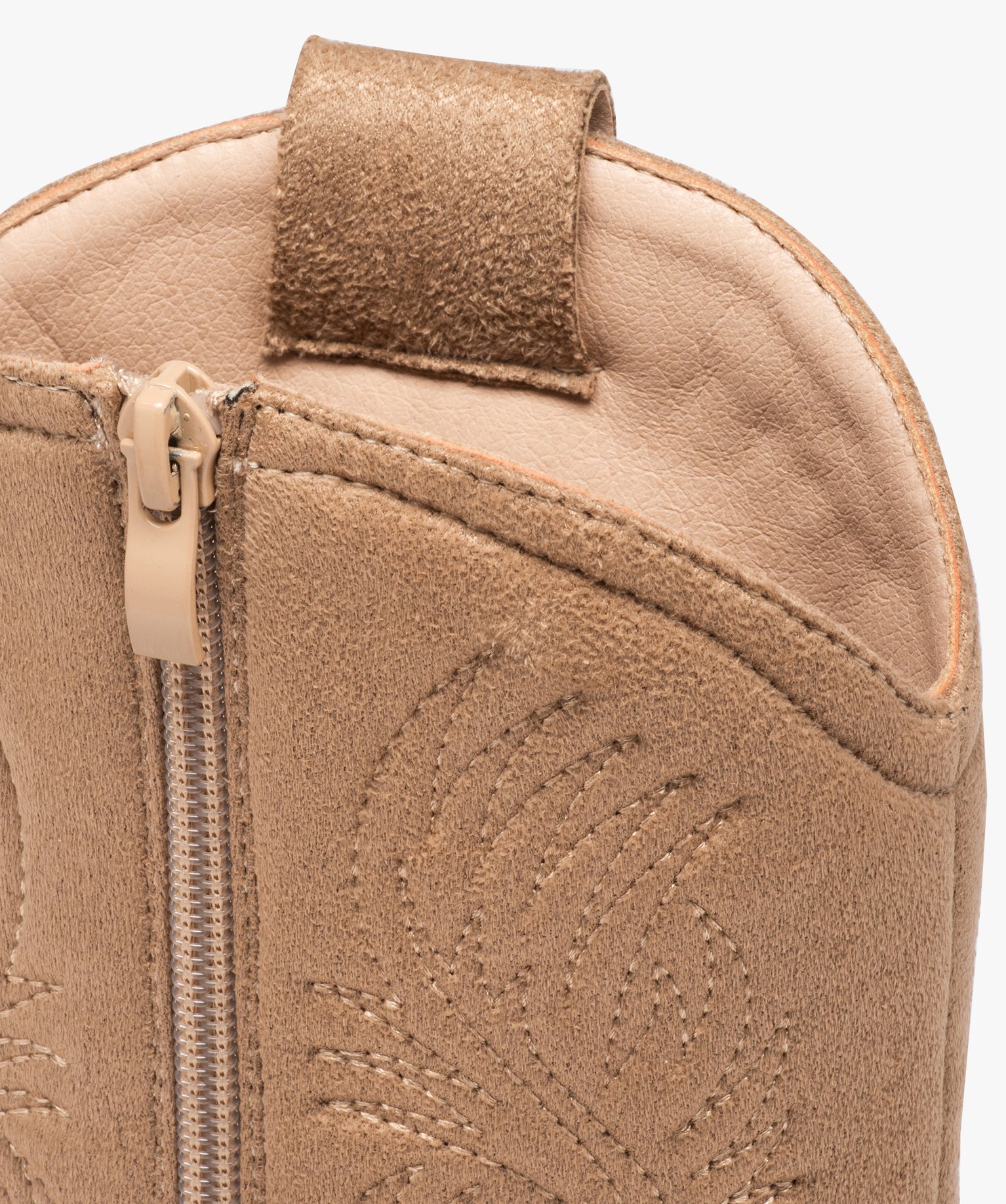 Bottes santiags à bout carré et broderies femme taupe | GEMO