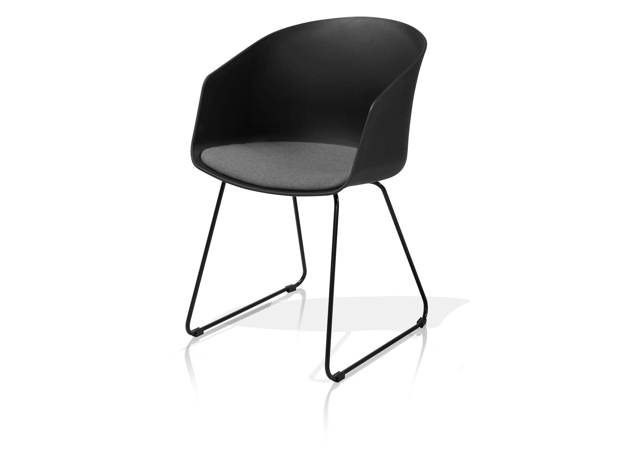 Moebel-Eins Schalenstuhl, MARRY Schalenstuhl, Material Kunststoff, schwarz/grau