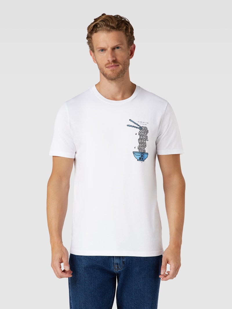 T-Shirt mit Statement-Print Modell 'JAAMES' in weiß