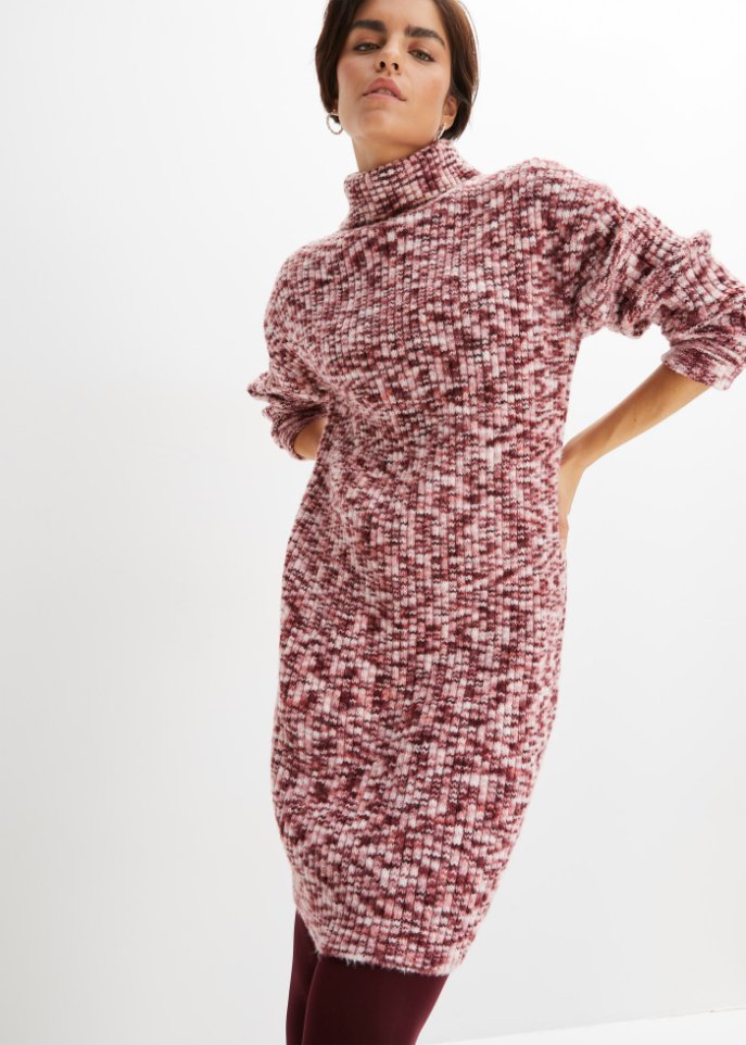 Strickkleid mit Rollkragen aus recyceltem Polyester