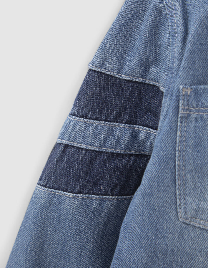 Chemise en jean bleu bio capuche amovible garçon