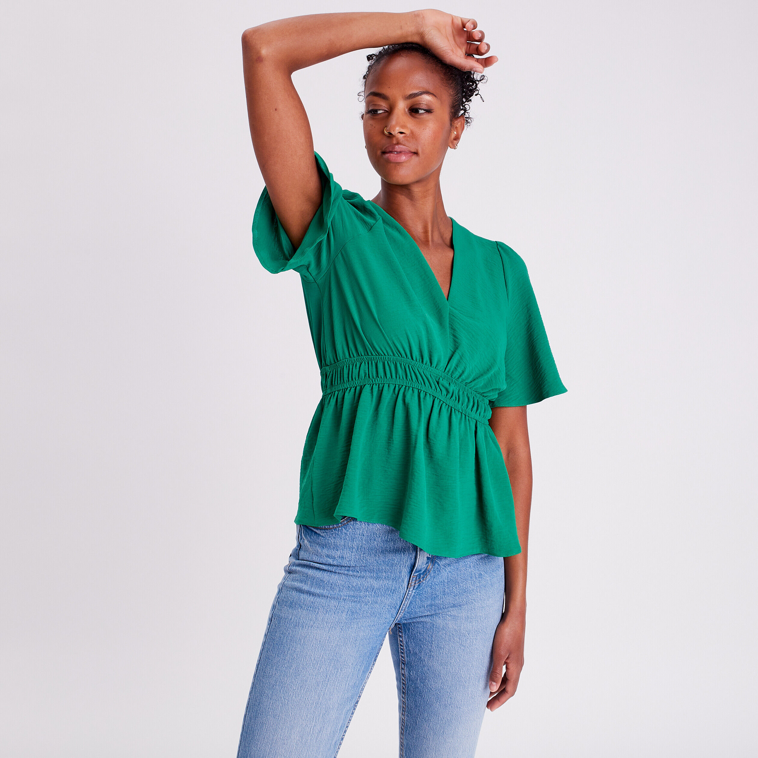 Blouse manches courtes vert femme | Cache Cache
