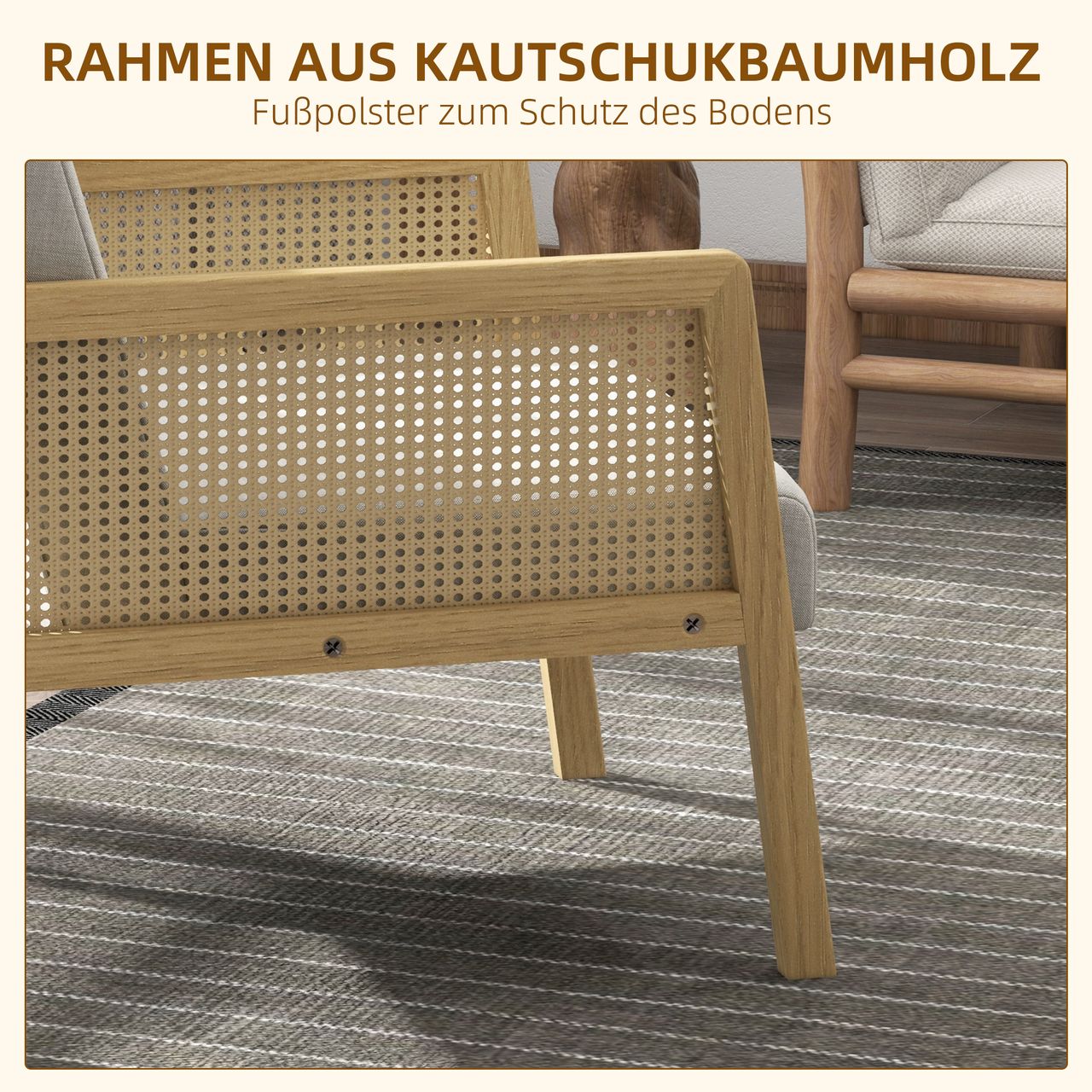 HOMCOM Akzentsessel Relaxsessel, Loungesessel mit Armlehne in Rattanoptik, Grau