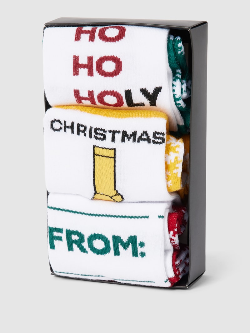 Socken im Allover-Look Modell 'XMAS' im 3er-Pack in rot