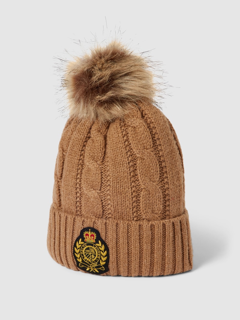 Mütze in Strick-Optik in camel