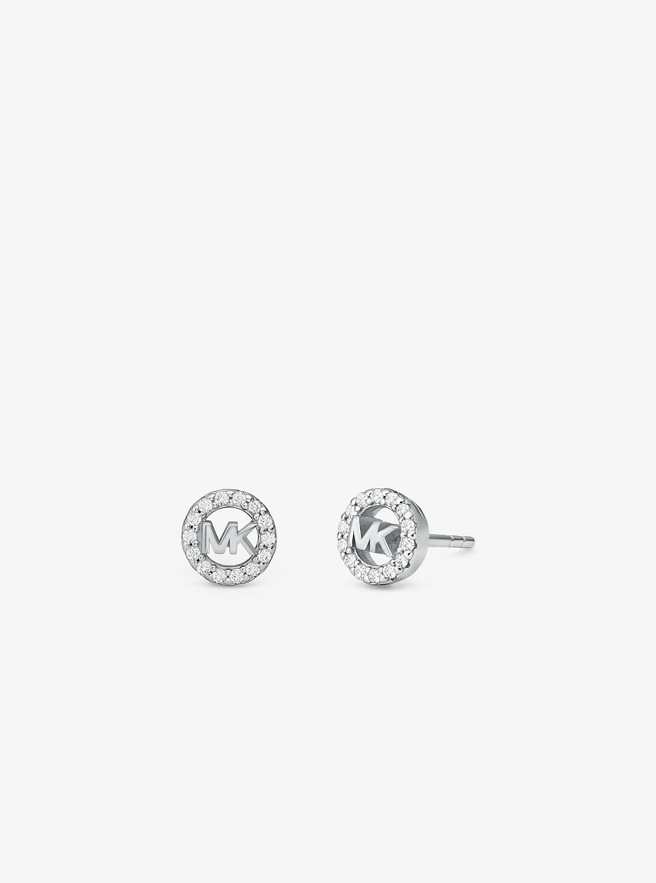 Orecchini a lobo Fulton con logo pavé placcati in metallo prezioso - ARGENTO