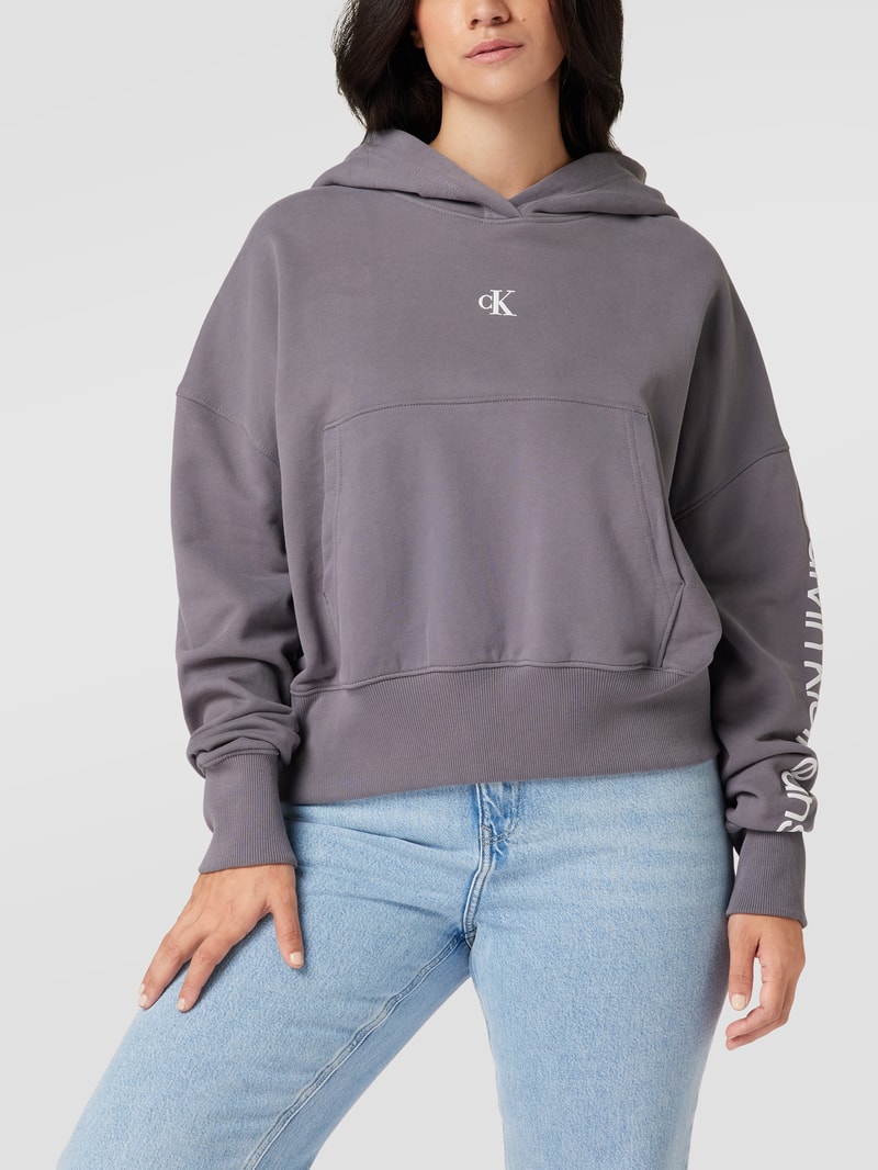 PLUS SIZE Hoodie mit Logo in mittelgrau