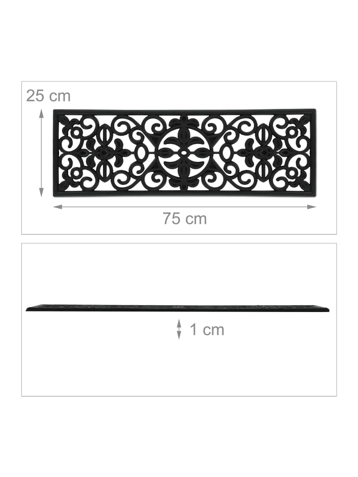 relaxdays Gummi Stufenmatte in Schwarz - 75 x 25 cm günstig kaufen onesize