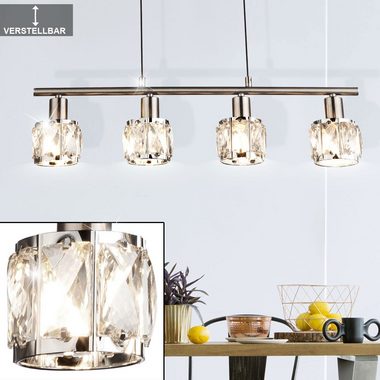 etc-shop Hängeleuchte, Leuchtmittel nicht inklusive, Decken Hänge Leuchte Chrom Wohn Zimmer Glas Kristall Pendel Lampe