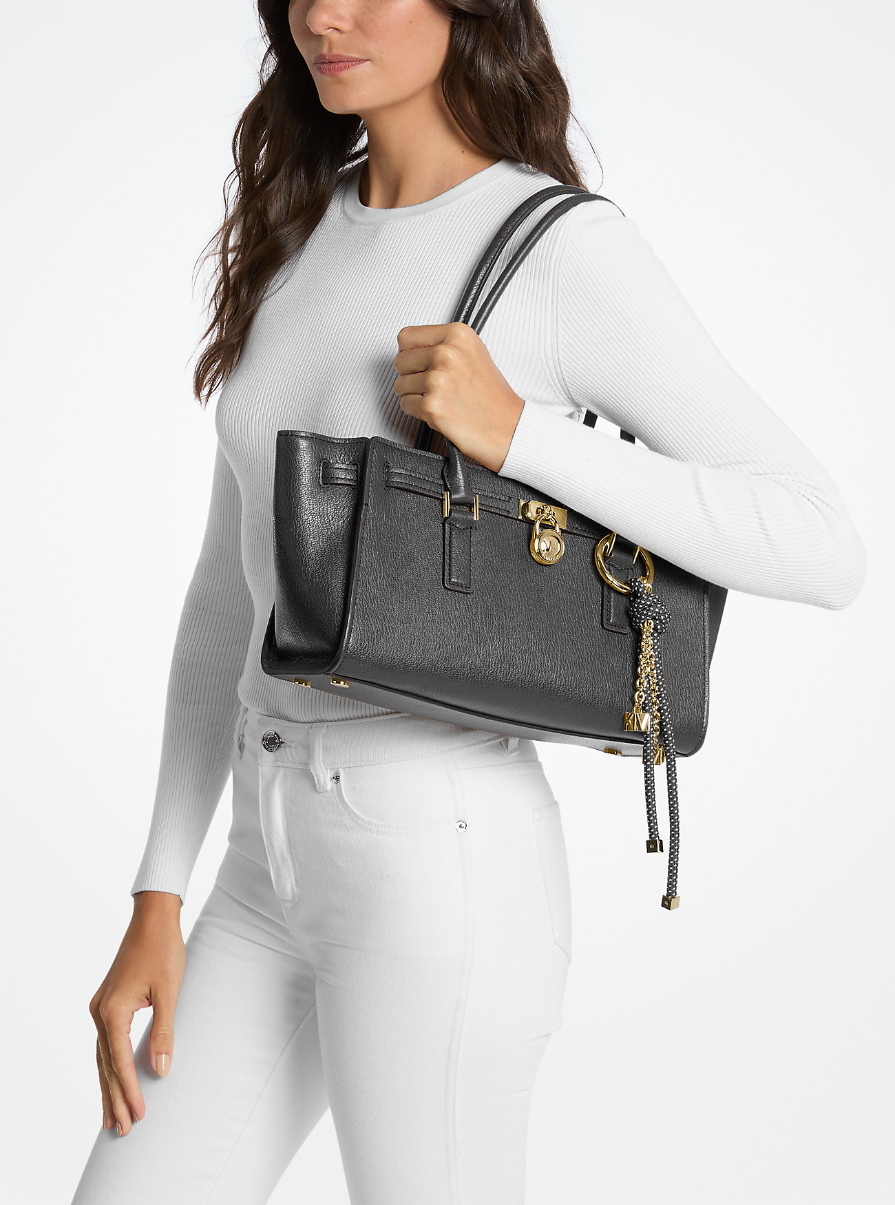 Hamilton Moderne Small Leather Satchel - BLACK