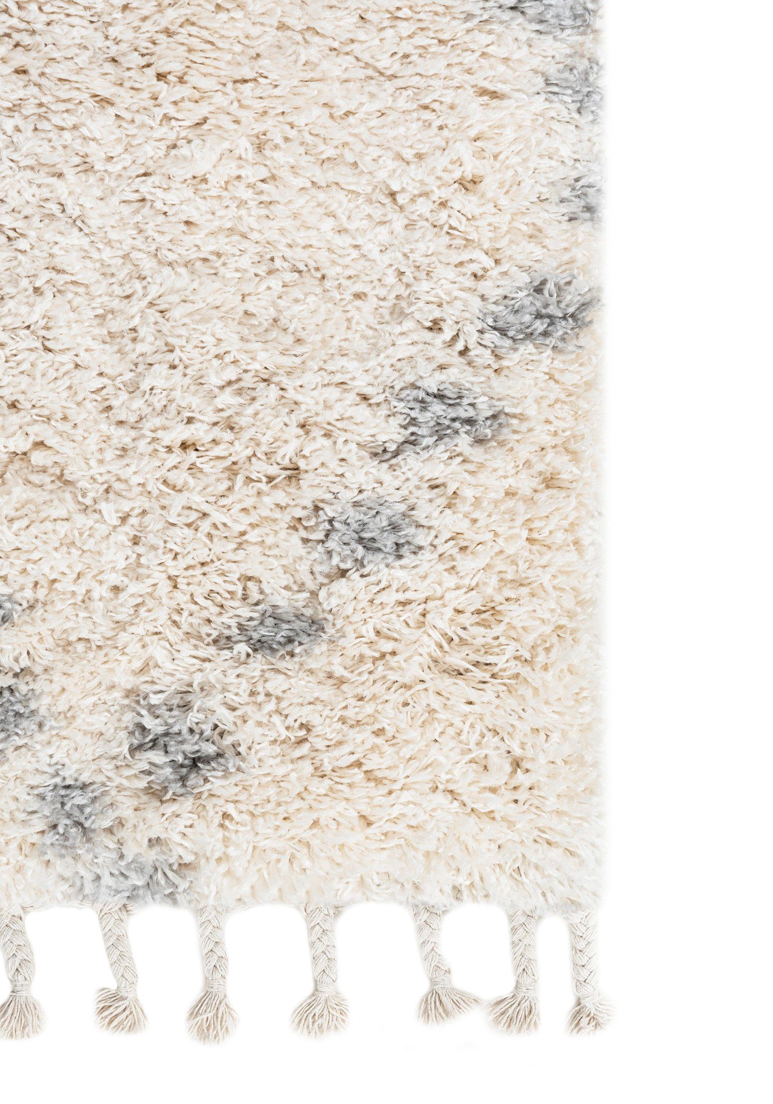 Läufer Läufer Hochflor Shaggy für Wohnzimmer - Höhe 35 mm Fransen Creme, Mazovia, 60 x 200 cm, Pflegeleicht, Boho - look, Langflor, Rechteckig, Weich