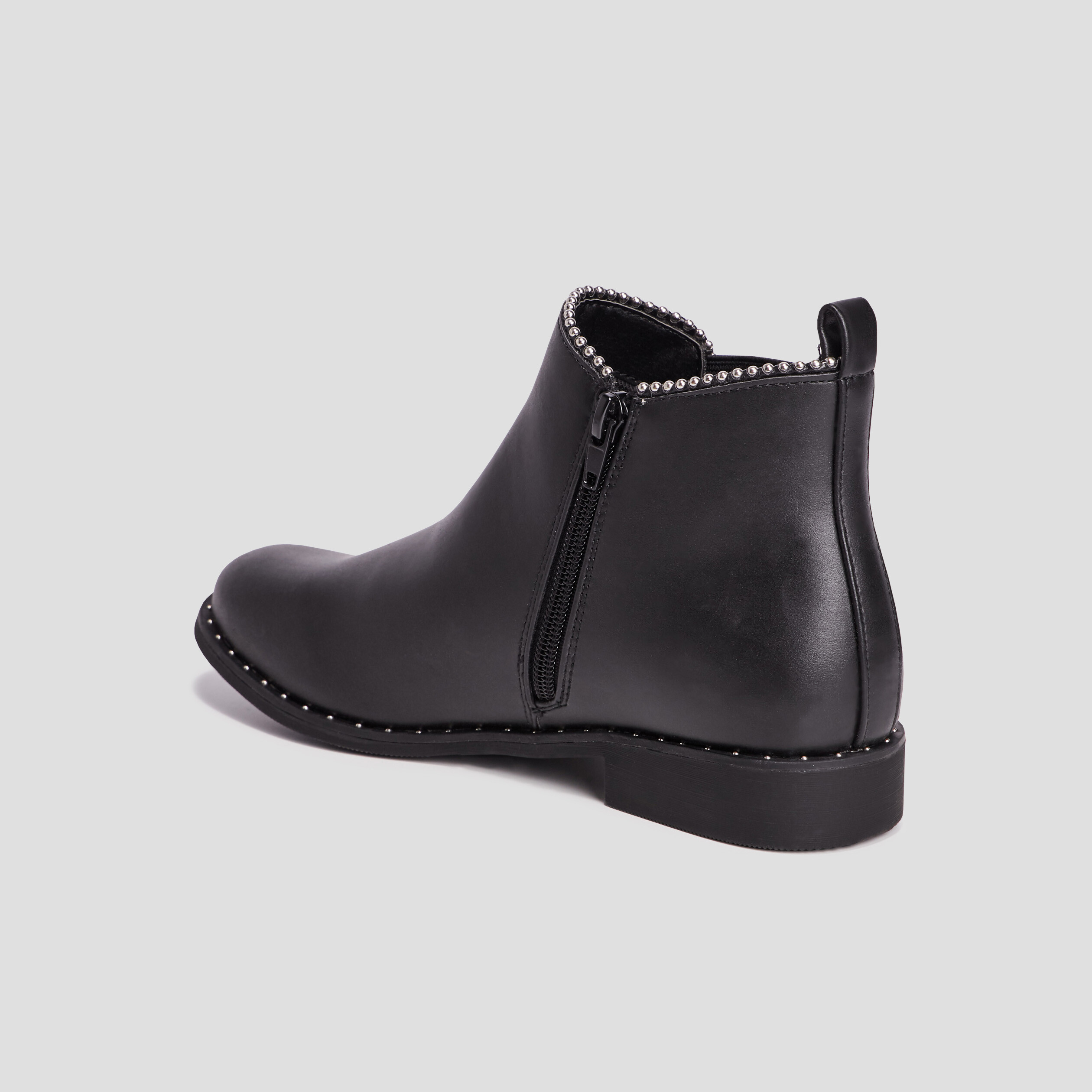 Bottines chelsea zippées à clous noir fille | La Halle